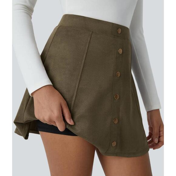 NWT Halara High Waisted Decorative 2-in-1 A Line Suede Mini Casual Skirt Size XS - Picture 5 of 9